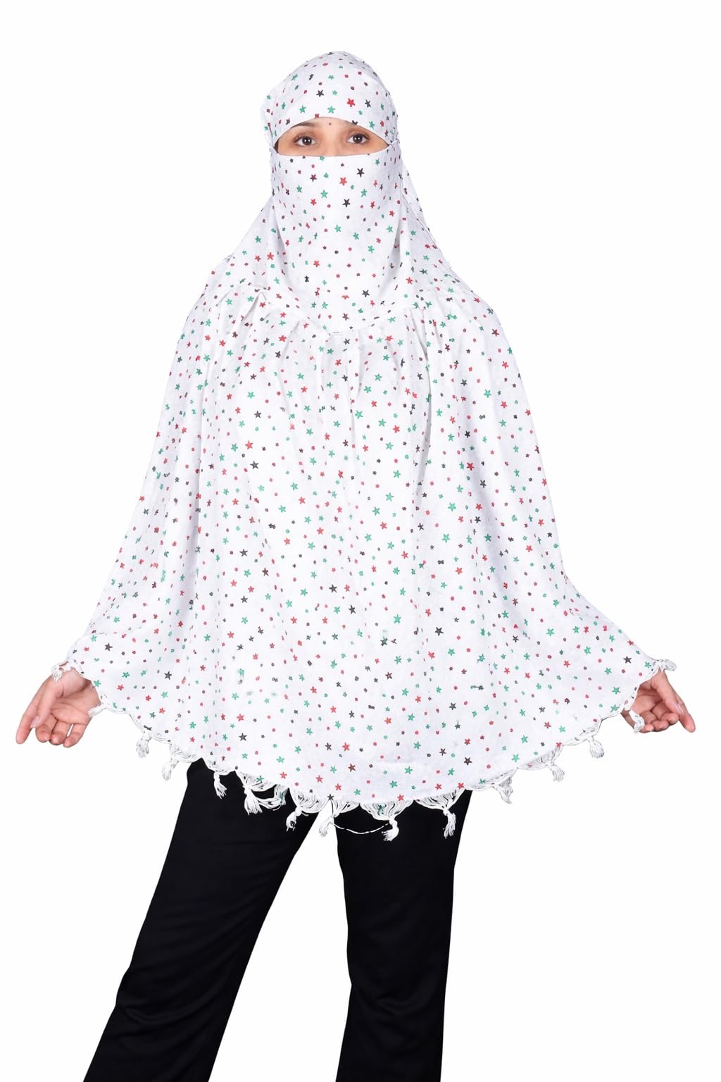 White Cotton Printed Sun Protection Scarf for Women – Innovative 2-in-1 Full Face Cover Mask & Neck Stole – UV Shield & Dust Proof Head Wrap for Scooty, Cycling, and Outdoor Travel-image-38