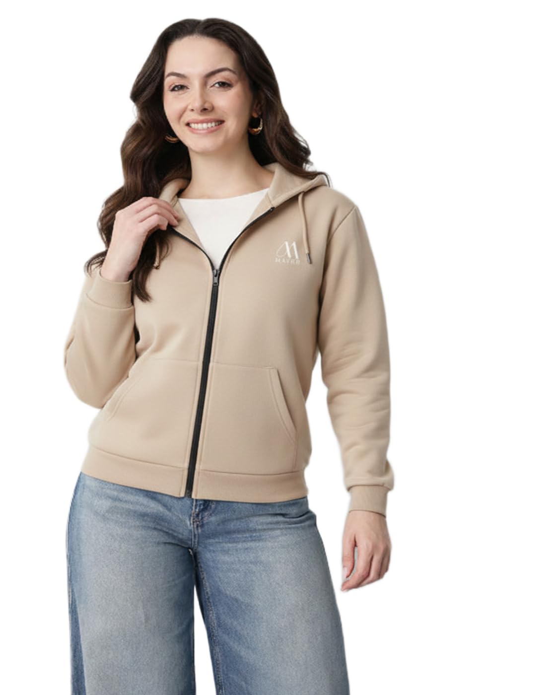 maykr Women’s Solid Zip-Up Hoodie Sweatshirt | Winter Wear Hooded Jacket with Pockets-picture-26
