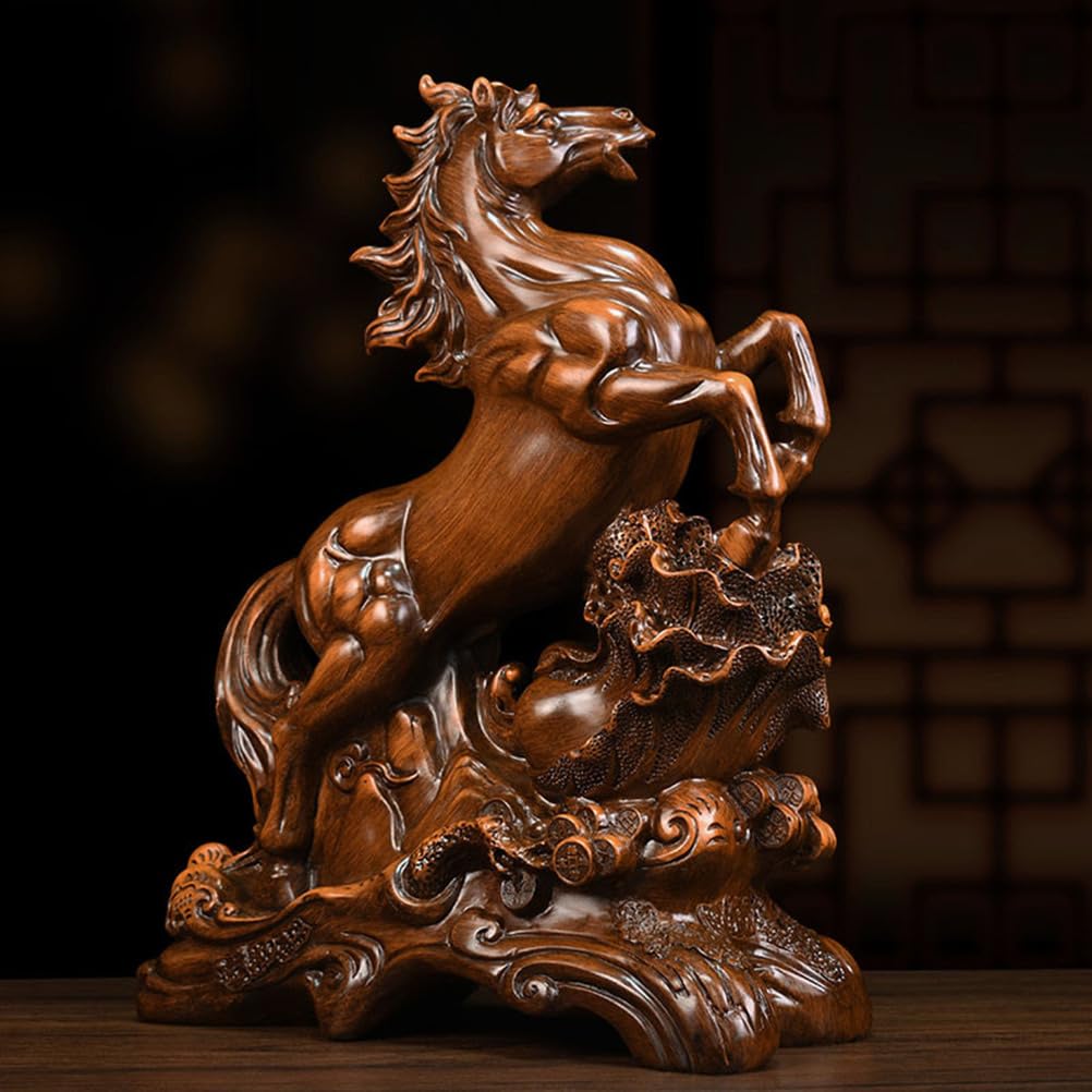 Wystrój domu Mosiądz Chiński zodiak Statua konia Feng Shui Figurka konia Rzeźba Bogactwo Dobrobyt Figurki Przedmioty kolekcjonerskie Dekoracja stołu na szczęście Bogactwo Sukces,L