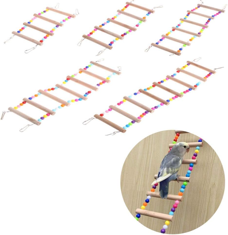 Bird Ladders Birds Pets Parrots Ladders Climbing Toy Hanging Colorful Balls With Natural Wood Practical Multi Function 8Pcs 4