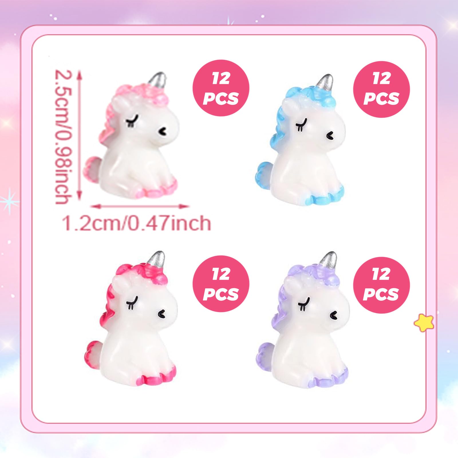 TELAIN 48 Pieces Mini Unicorn Figures Miniature Unicorn Figurines Made of Resin - Image 2