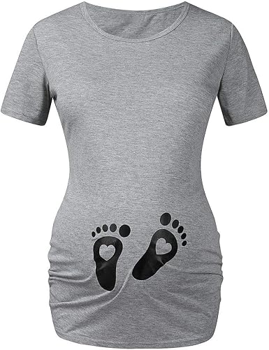 Vêtement Maternité Décontracté T-shirt Grossesse Chaconka - Motif Drôle Papa Maman - Manches Courtes - Coton Doux - Taille Asian Fit Tee Shirt Message Papa