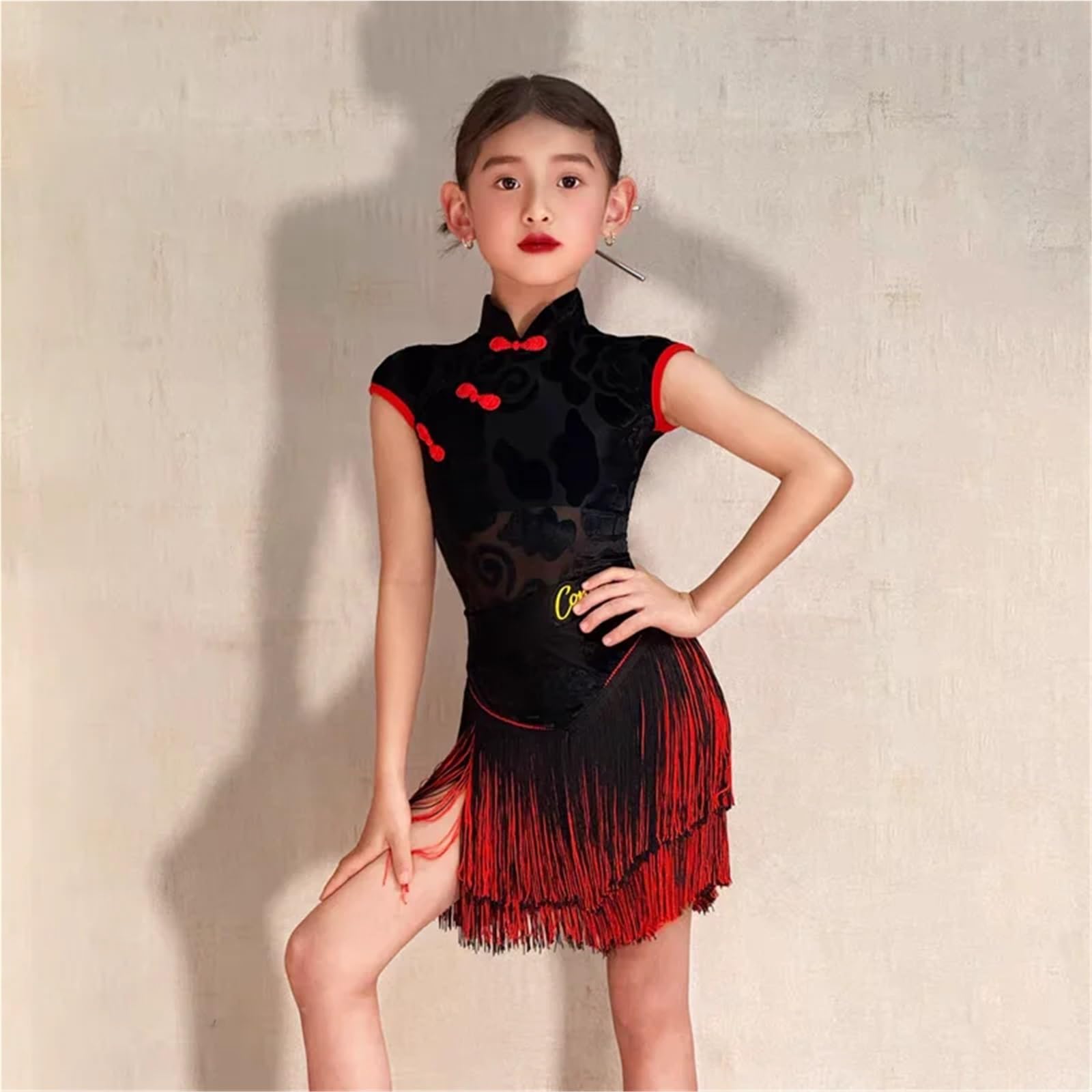 Reglamento de competición rendimiento traje entrenamiento baile latino for niñas. Vestido Ropa adecuada para patinaje latino y artístico