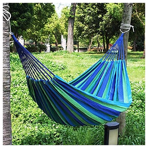 DIPDEY Portable Swing Cotton Stripe With Strong Hammocks Rope Beach Sleeping Bed Backpack Spreader Bar Tree Hanging For Travel Garden Striped Ultralight Outdoor Jula Camping Hammock (Multicolor)-Set 1