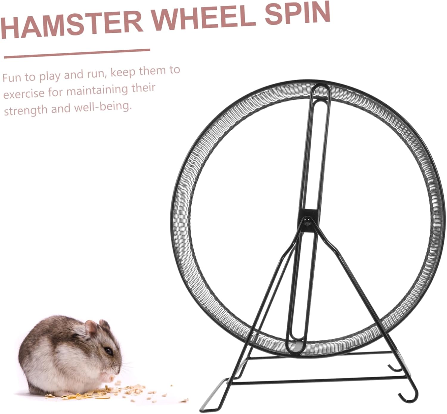 Luxshiny Silent Iron Hamster Running Wheel with Stand Durable Resistant Exercise for Hedgehogs Gerbils Mice and Small Pets Practical Home Decoration