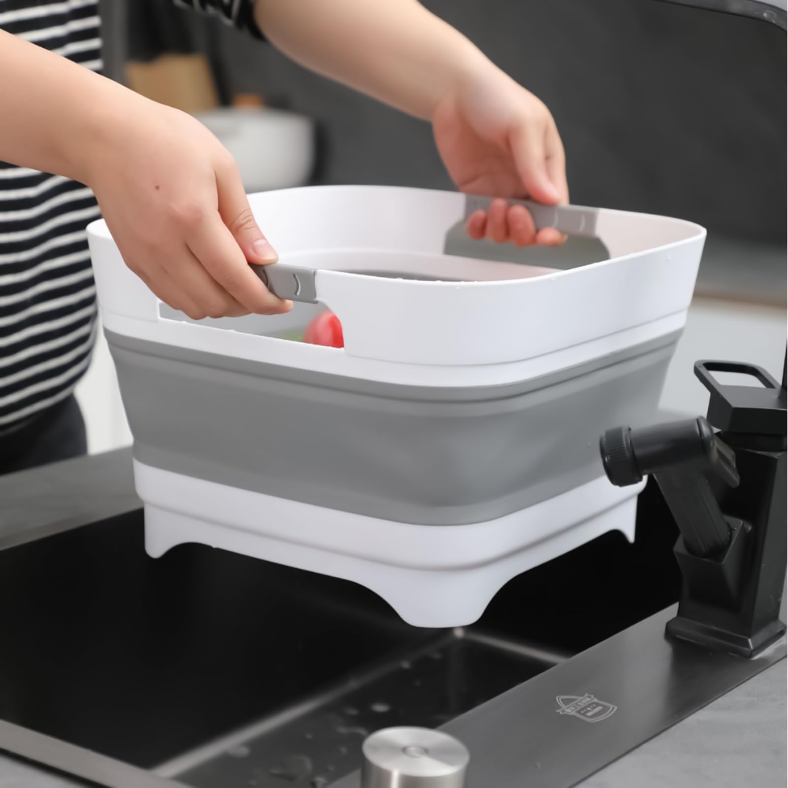Lavabo portable - Évier pour biberons - Panier multifonction léger avec poignée ergonomique pour camping, vaisselle, cuisine, voiture