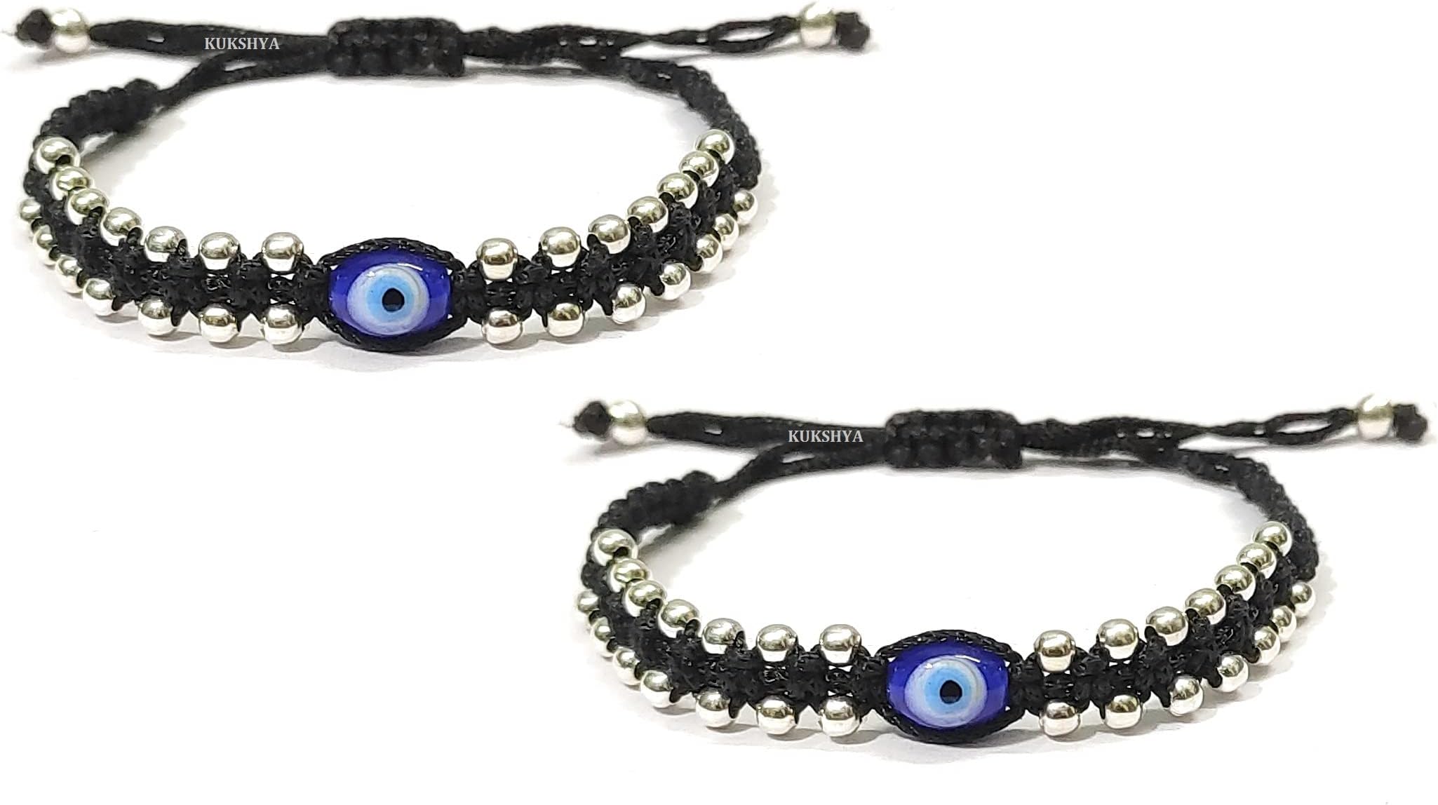 925 Sterling Silver Evil Eye Nazariya Black Thread Handmade Bracelet/Anklet