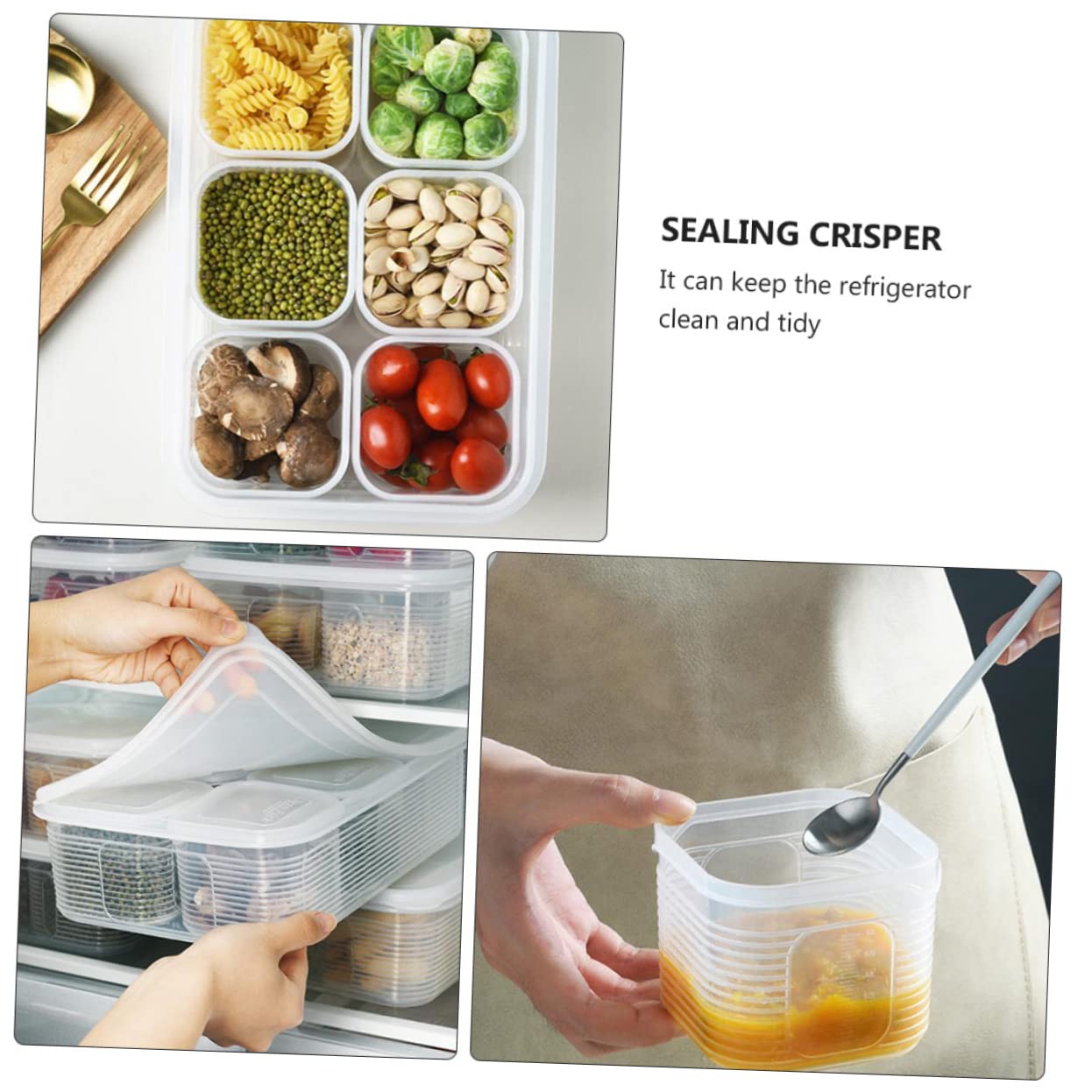 MAGICLULU Food Storage Container Quadrato 7 Pezzi in Plastica Bianca