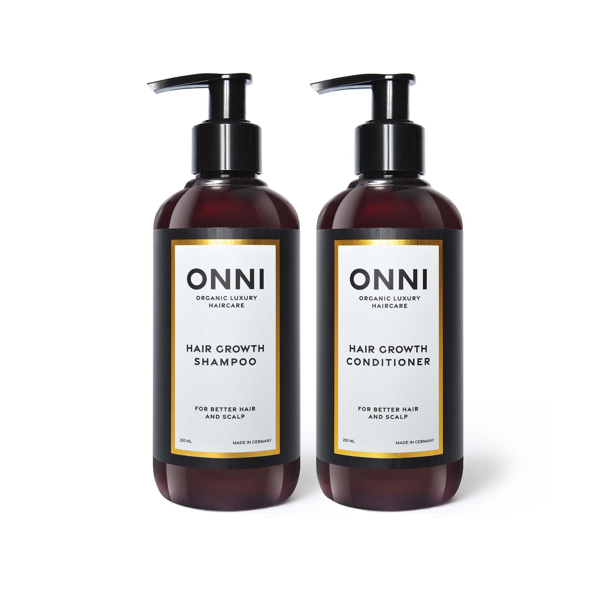 ONNI – Shampoo & Conditioner für Haarwachstum 2x250ml Set – Haarpflege mit Follicusan & Koffein – Für kräftiges, voluminöses Haar – mit wertvollen Extrakten – silikon- & parabenfrei