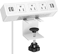 Vista 1 de Regleta de alimentación de 3 tomas de corriente alterna para escritorio, estación de alimentación de carga USB, enchufe central de alimentación