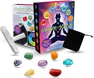 Chakra Stones Healing Crystals Set for Healing and Recharging – High-Grade - Tumbled Meditation and Worry Stone Kit – Chakra Balance Kit with 7 Reiki Stones – Selenite Wand and Energy Chart Included