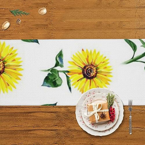 Chemin de table en lin imprimé tournesol d'été pour repas de mariage convivial - 6
