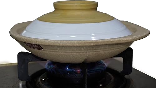 Miniatura 1 de Cazuela de arcilla olla poco profunda para hornear, horno elegante arcilla terrosa para cocinar dolsot bibimbap sopa (cacerola blanca clara)