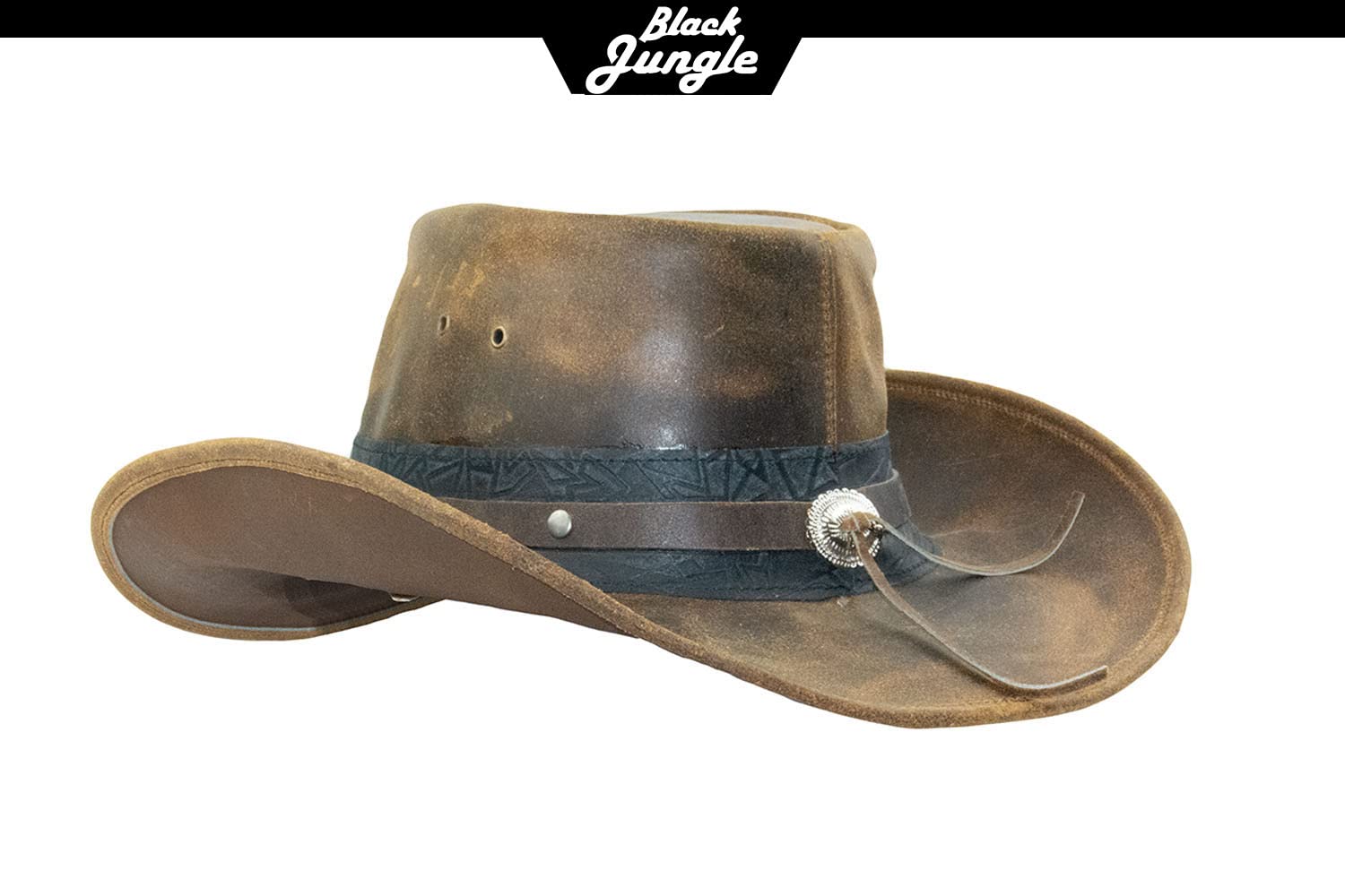 Black Jungle Ontario Outdoor Western Cappello in Pelle Australia Cowboy Cappelli in Pelle Cappello da Equitazione Unisex