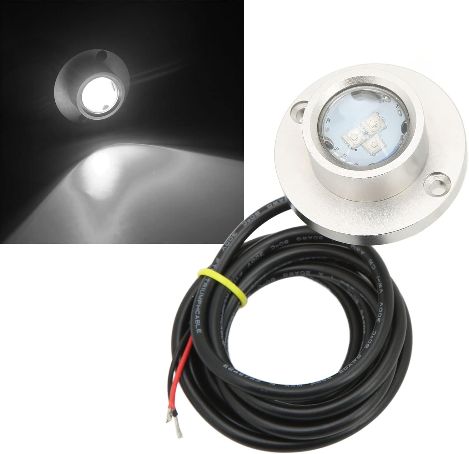 Marine Onderwater LED Light High Brightness For Bootjacht Swimming Pool Fish Pond IP68 LED Waterside Light For Marine Environment 316 Stainless Steel Universal Fit (White)