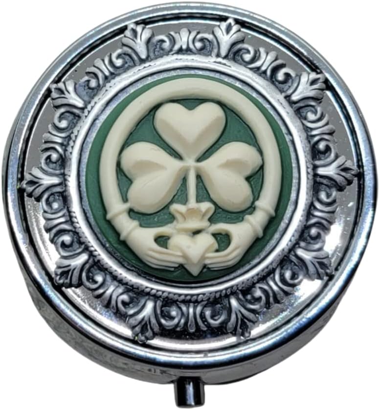 Handmade Silver Irish Claddagh Cameo Pill Box