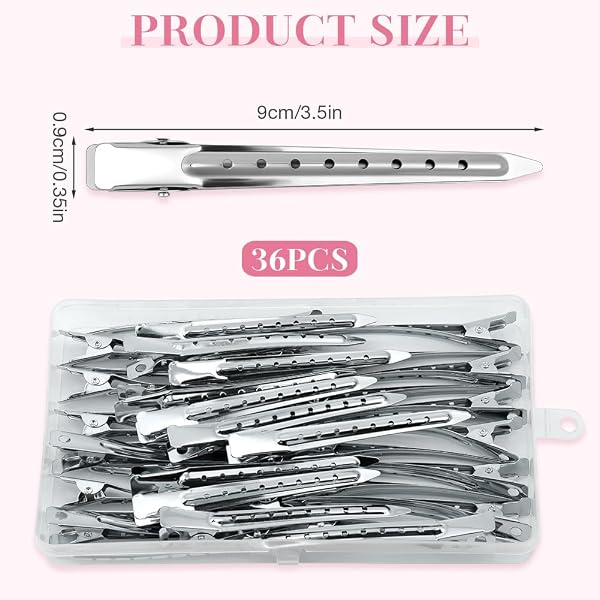 Fermagli per Capelli Professionali, 36 Pezzi Becchi D'oca per Capelli, Metallo Fermagl, Capelli Styling Clip per Capell, per acconciature Donna Ragazza Hair Clip - 2