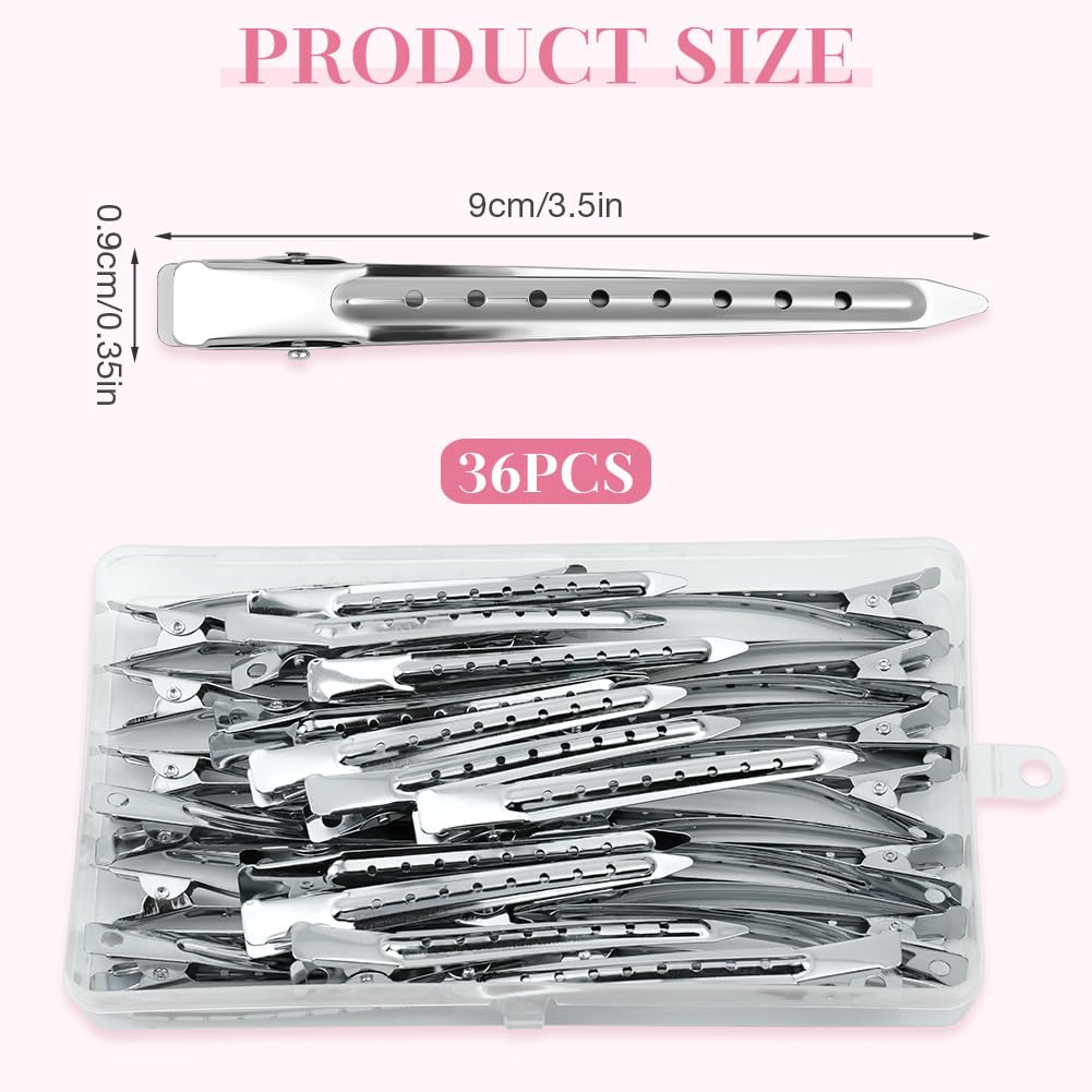 Fermagli per Capelli Professionali, 36 Pezzi Becchi D'oca per Capelli, Metallo Fermagl, Capelli Styling Clip per Capell, per acconciature Donna Ragazza Hair Clip - 2