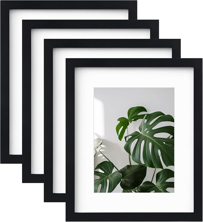 EGOFINE 12x10 Photo Frames Black Set of 4, Wood Picture Frames with