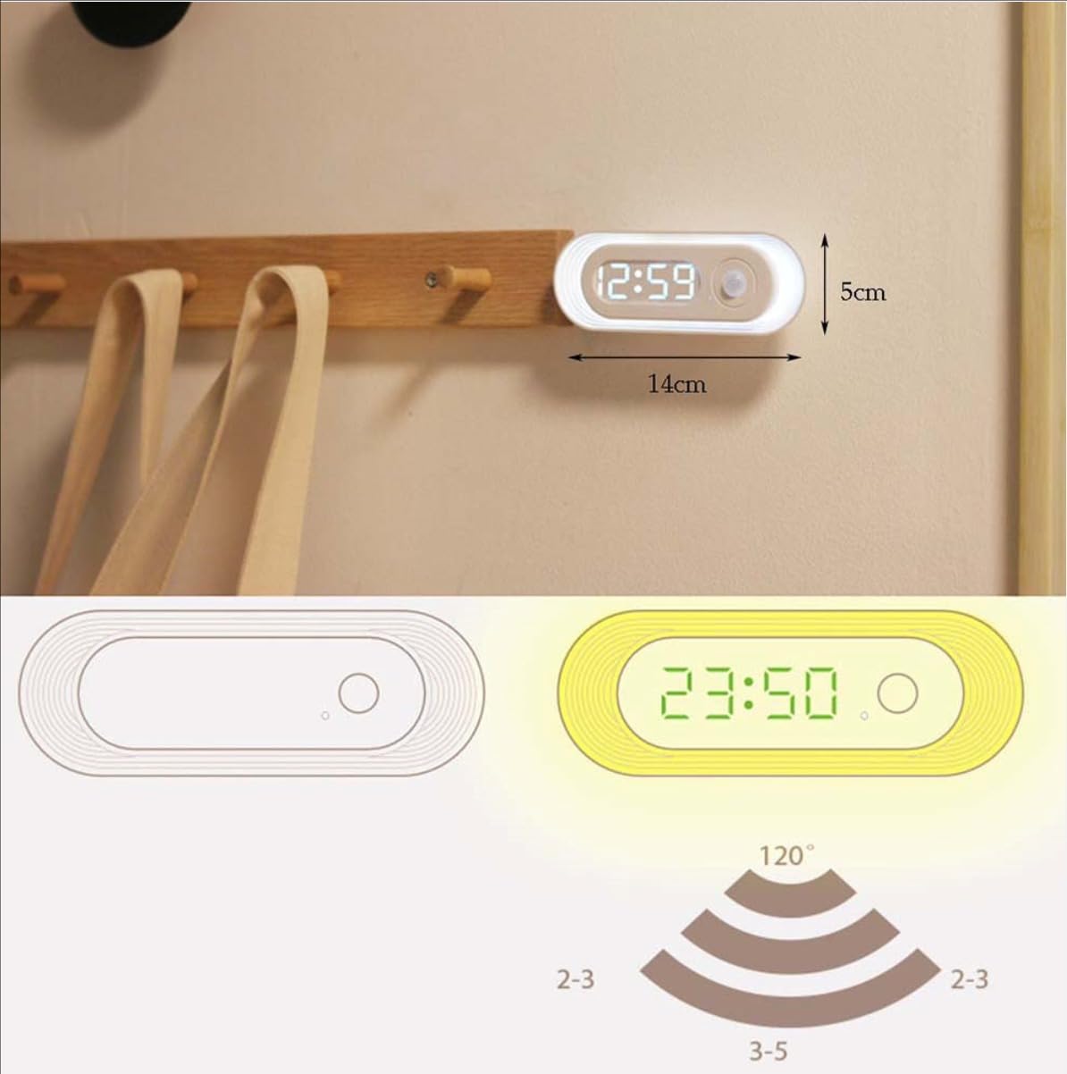 LED Akku Wandleuchte mit Bewegungsmelder Dimmbar Wandlampe Batteriebetriebene USB Aufladbar Kabellos Nachtlicht Ohne Stromanschluss Magnetische Wandlichte für Küche Kleiderschrank Kinderzimmer