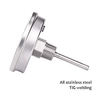 Vista 5 de Measureman Fully Stainless Steel Bimetal Dial Thermometer, 3" Dial, 2-1/2" Stem, 50-500 deg F/10-260 deg C, -1% Accuracy, Adjustable, 1/2" NPT Back