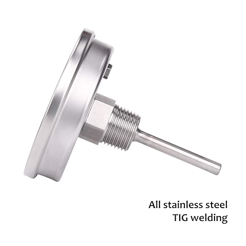 Miniatura 5 de Measureman Termómetro bimetálico de acero totalmente inoxidable, esfera de 3.0 in, vástago de 2.3 in, 50-500 grados F10-260 grados C, -1% de