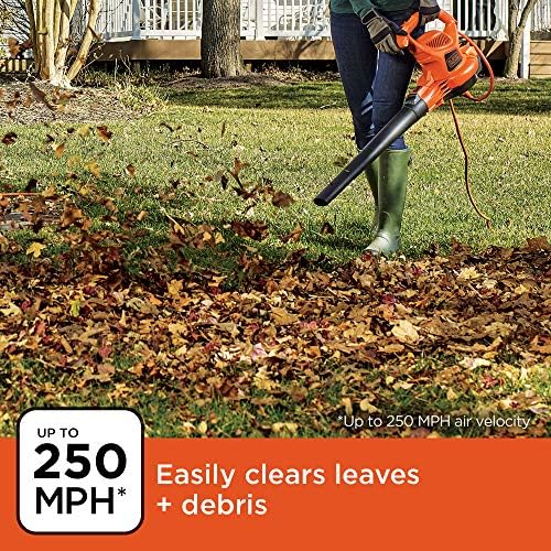 BLACK+DECKER Leaf Blower Vacuum Back Pack and Mulcher, Power Boost up to 250 MPH, 400 CFM, Corded (BEBL7000-CA) - 2