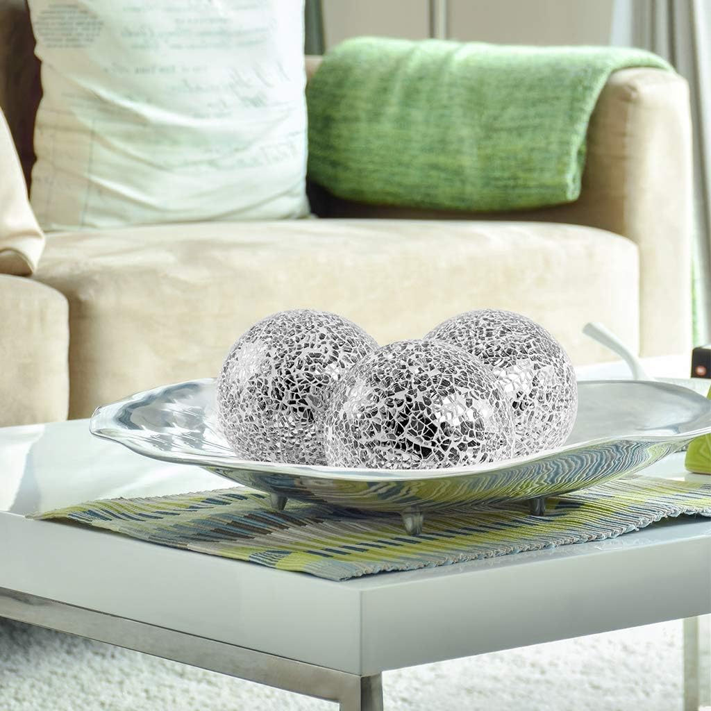 MDLUU Decorative Orbs, Mosaic Sphere Balls, Centerpiece Balls for Bowls, Vases, Dining Table Decor, Diameter 4 Inches, Pack of 3 (Silver) : Everything Else