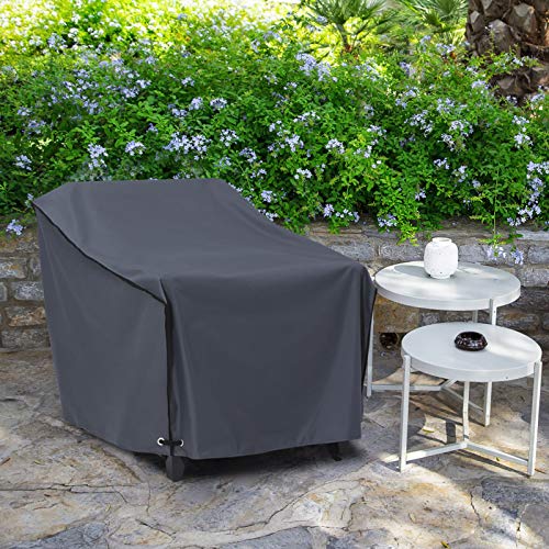 Patio Chair Cover 30X37X31 Inches Durable 1-Seater Outdoor Sofa Cover 600D Uv-Coated Polyester Waterproof Furniture Cover High Back Chair Single Sofa Stackable Patio Chair Protection Cover,Ashy #TOP5
