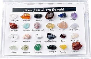 24 Pcs 2021 Advent Calendar Stone Collection gift Natural Crystal Agate Stone Rocks, Minerals & Fossils Advent Calendar for Kids & Geology Enthusiasts Rock Collection Christmas Countdown Calendar