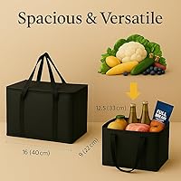 Vista 8 de musbus - Paquete de 2 bolsas aislantes reutilizables para comestibles, bolsa enfriadora plegable para comestibles, bolsa aislante grande resistente