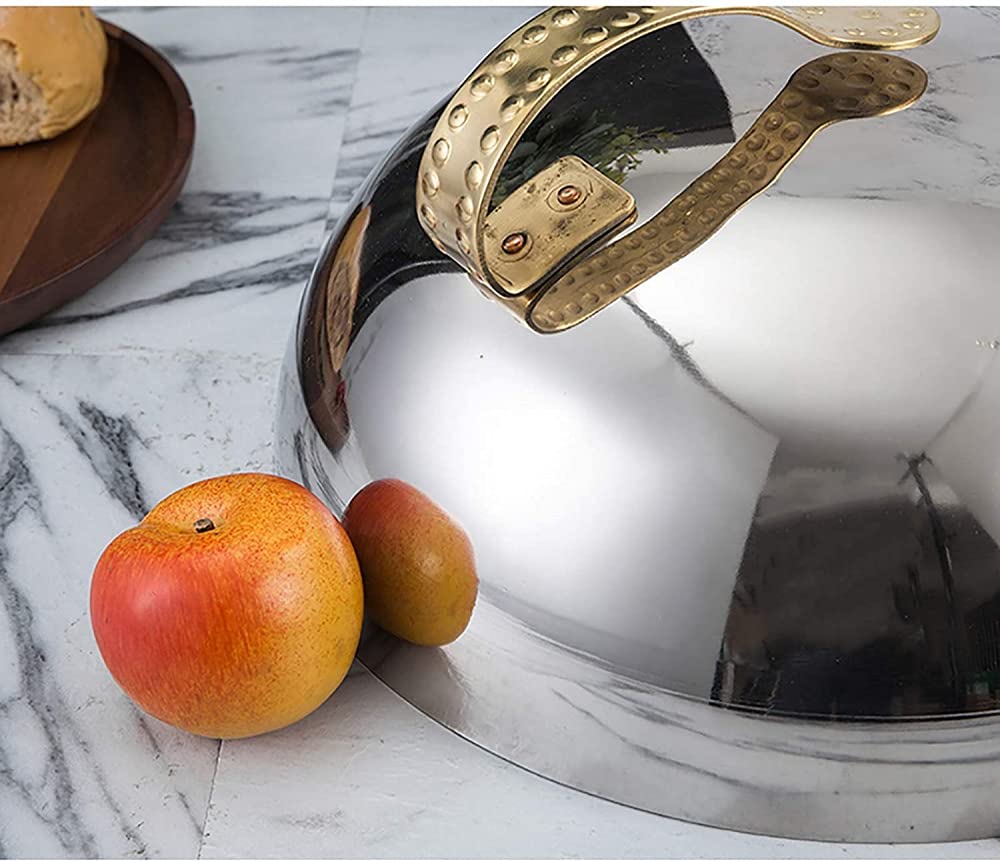 BESPORTBLE Roestvrij stalen plaat bel 30 cm - hoogwaardige eetbel voor teppanyaki - hamburgers en pizza warmhoudbel in elegant goud perfecte afdekking voor je steak en meer BESPORTBLE Roestvrij stalen plaat bel 30 cm - hoogwaardige eetbel voor teppanyaki - hamburgers en pizza warmhoudbel in elegant goud perfecte afdekking voor je steak en meer