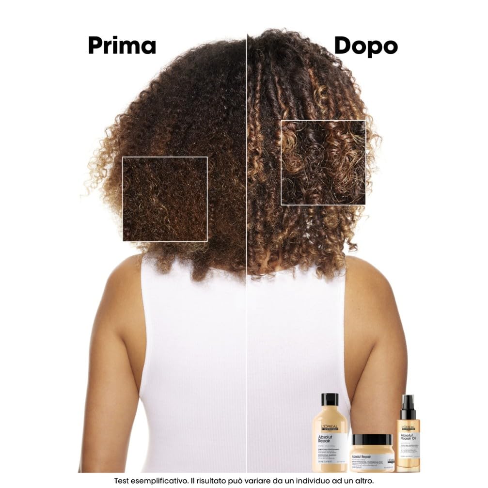 L'Oréal Professionnel Paris Kit Shampoo + Ricarica Professionale per Capelli Secchi e Danneggiati, Formula Ristrutturante, Meno Danni, Absolut Repair, 300ml + 500ml
