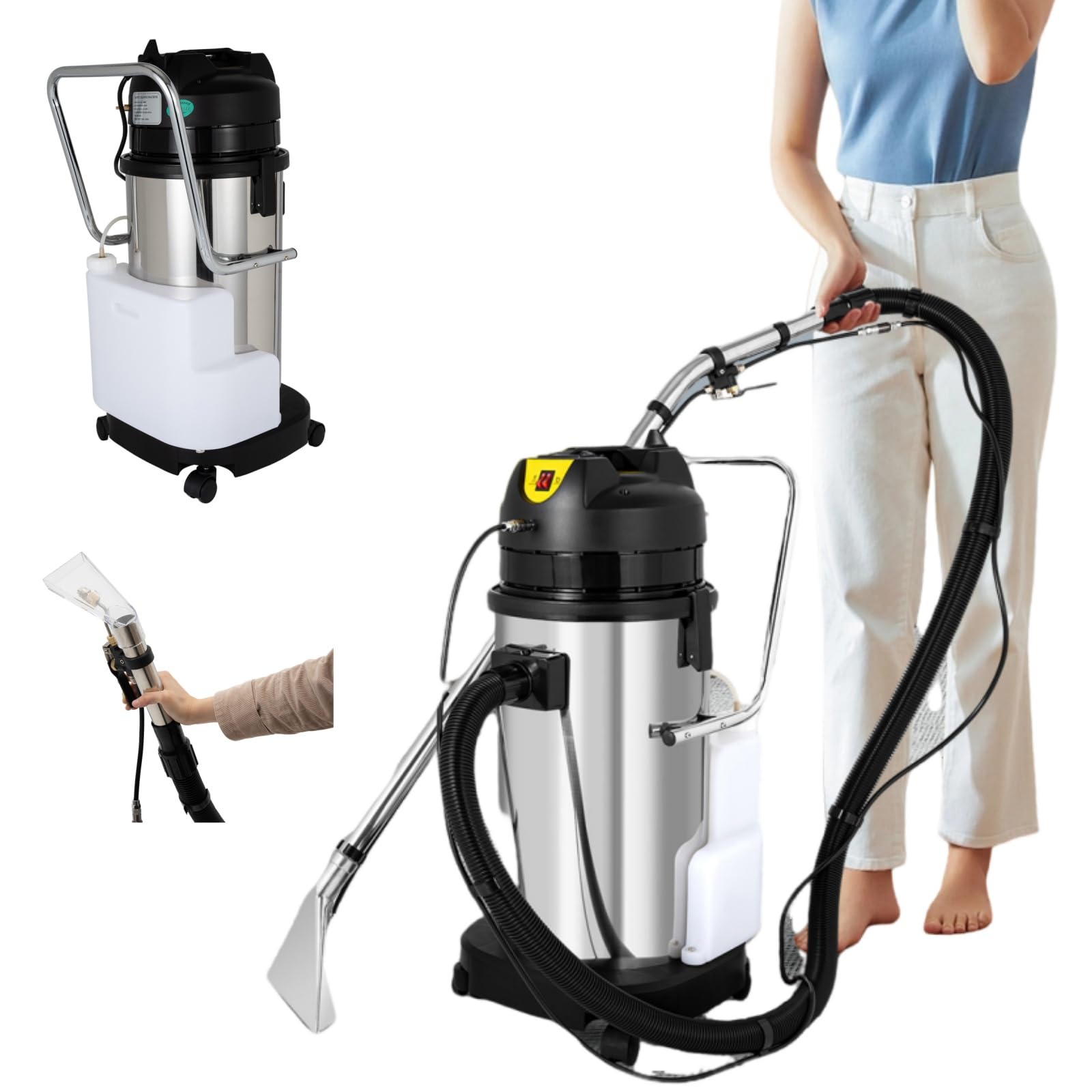 40L Commercial Cleaner Carpet Extractor 3 in 1 Multi Purpose Wet & Dry Vacuum Cleaner Portable Cleaning Machine For Home, Staircase, Apartment, Car