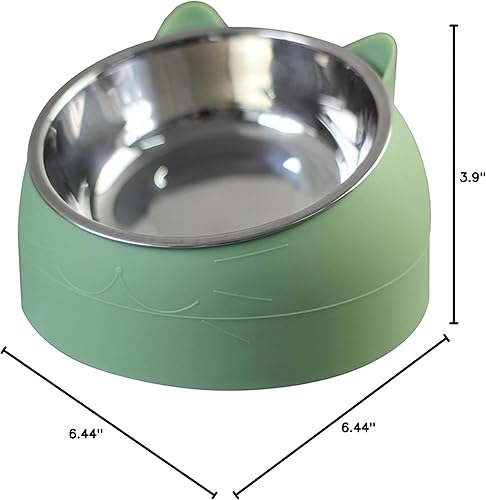 Miniatura 2 de ShanLily Cuenco elevado para gatos inclinado en 15, comedero elevado para bulldog sin derrames, plato de comida para perros y gatitos,