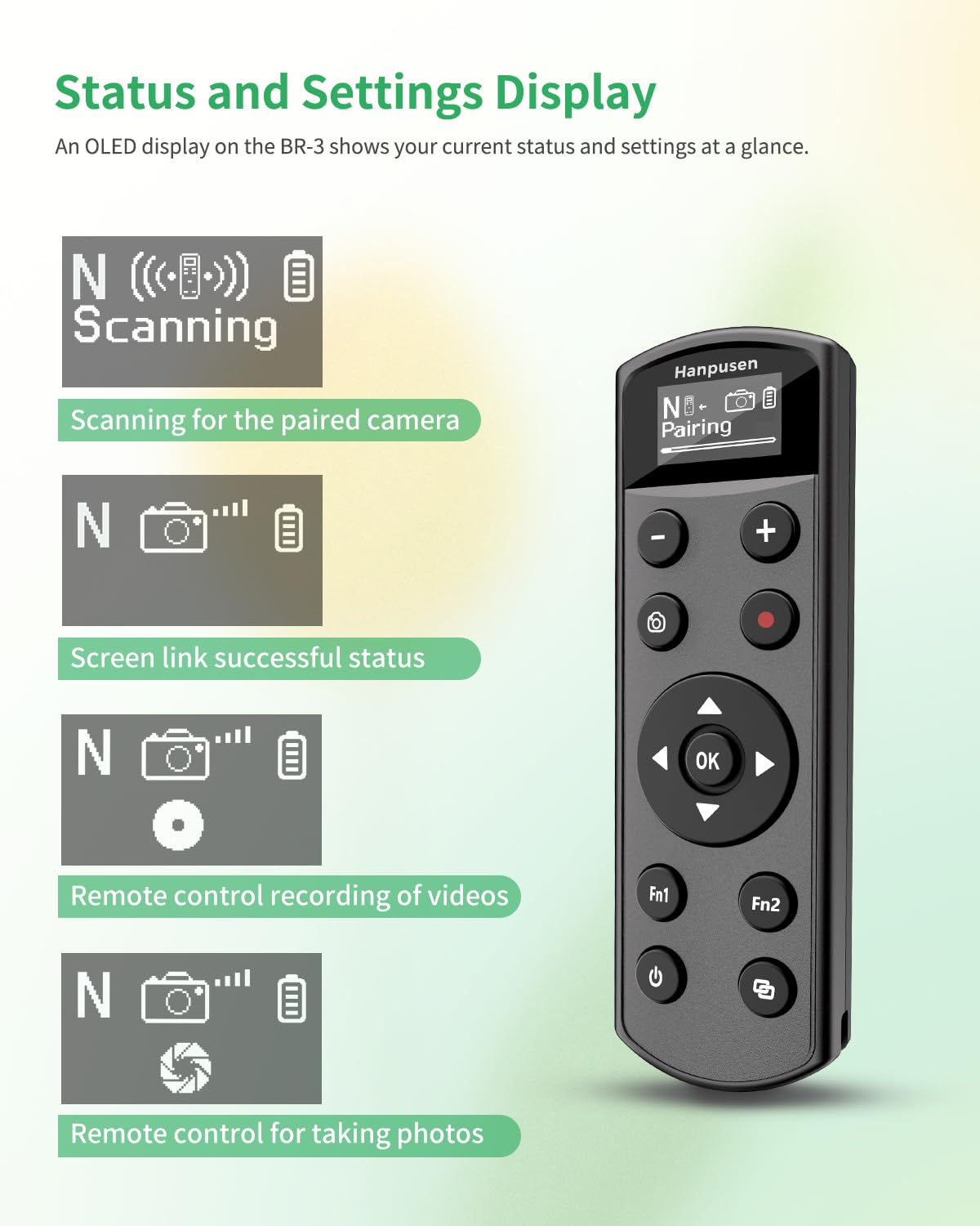 Hanpusen Déclencheur sans fil rechargeable avec écran OLED pour appareil photo Nikon Z6 III/Zf/Z5 II/Z50/Z50 II/Z fc/P1000/P1100/Z6 II/Z30/Z5/Z7 II Remplace ML-L7