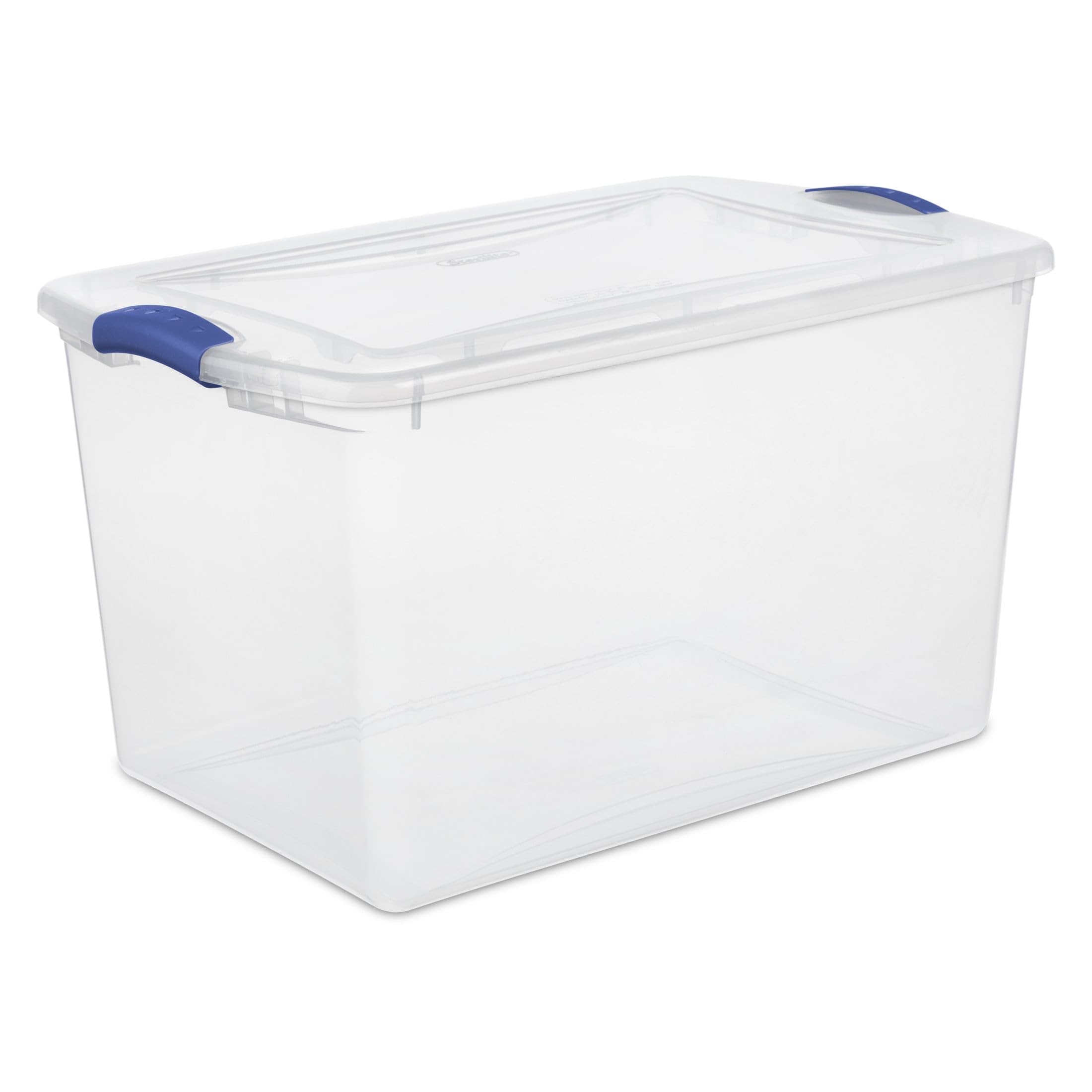 66 Quart Clear Plastic Storage Bin with Latching Lid, Large Storage Containers with Lids, Stackable Moving & Organizing Totes for Home, Garage, Seasonal or Ornament Storage, Blue