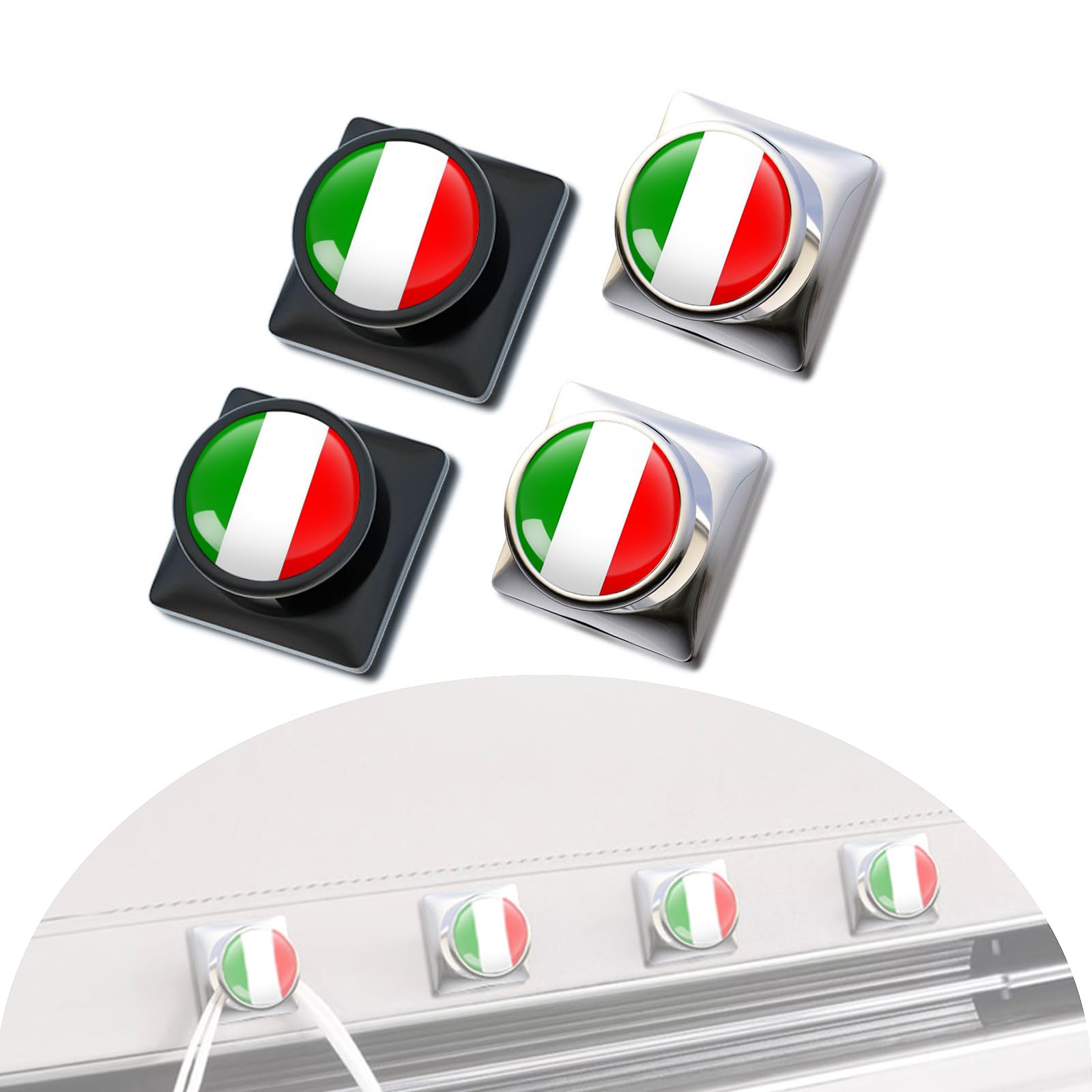 Acespeed 4PCS Italy Flag Car Seat Headrest Hook, Zinc Alloy Car Hooks, Auto Interior Hook Hangers Storage Organizer Interior Accessories for Coats Umbrellas Grocery Bags Handbag
