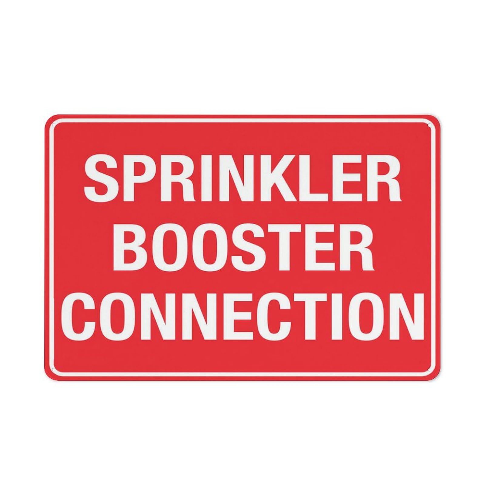Sprinkler Booster Connection Sign, 8x12 Inch Outdoor Metal Sign for Business, Workplace, Office, Home, Garden