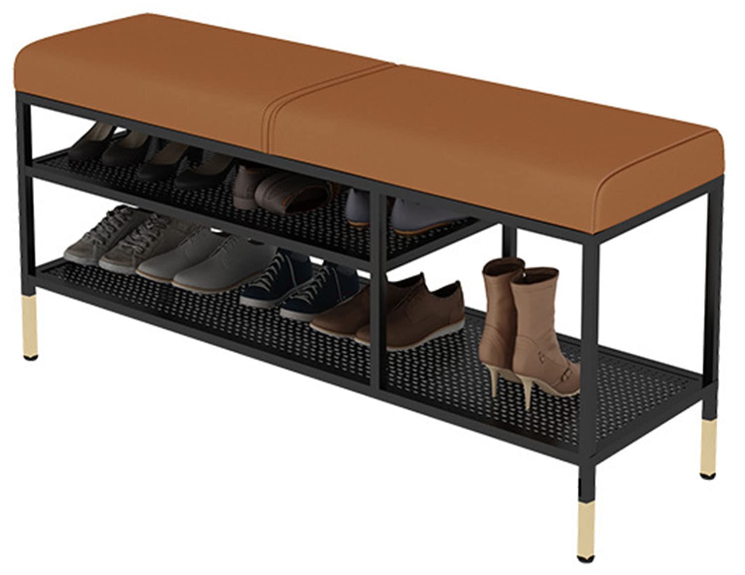 MSHGSKU Hallway Shoe Bench with Padded Seat 2 Tier Free Standing Shoe Rack Stylish Shoe Storage Stool for Living Room Bedroom Entryway nization