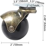 2 Roues de roulette pivotante de pouce Ensemble de 4, Roues de Roue à Balle Or Antique avec 360 Degré Rotation,Coffrets à Balles pour meubles, Canapé, Piano, Table basse, Table d'appoint sur tapis (vissées incluses)