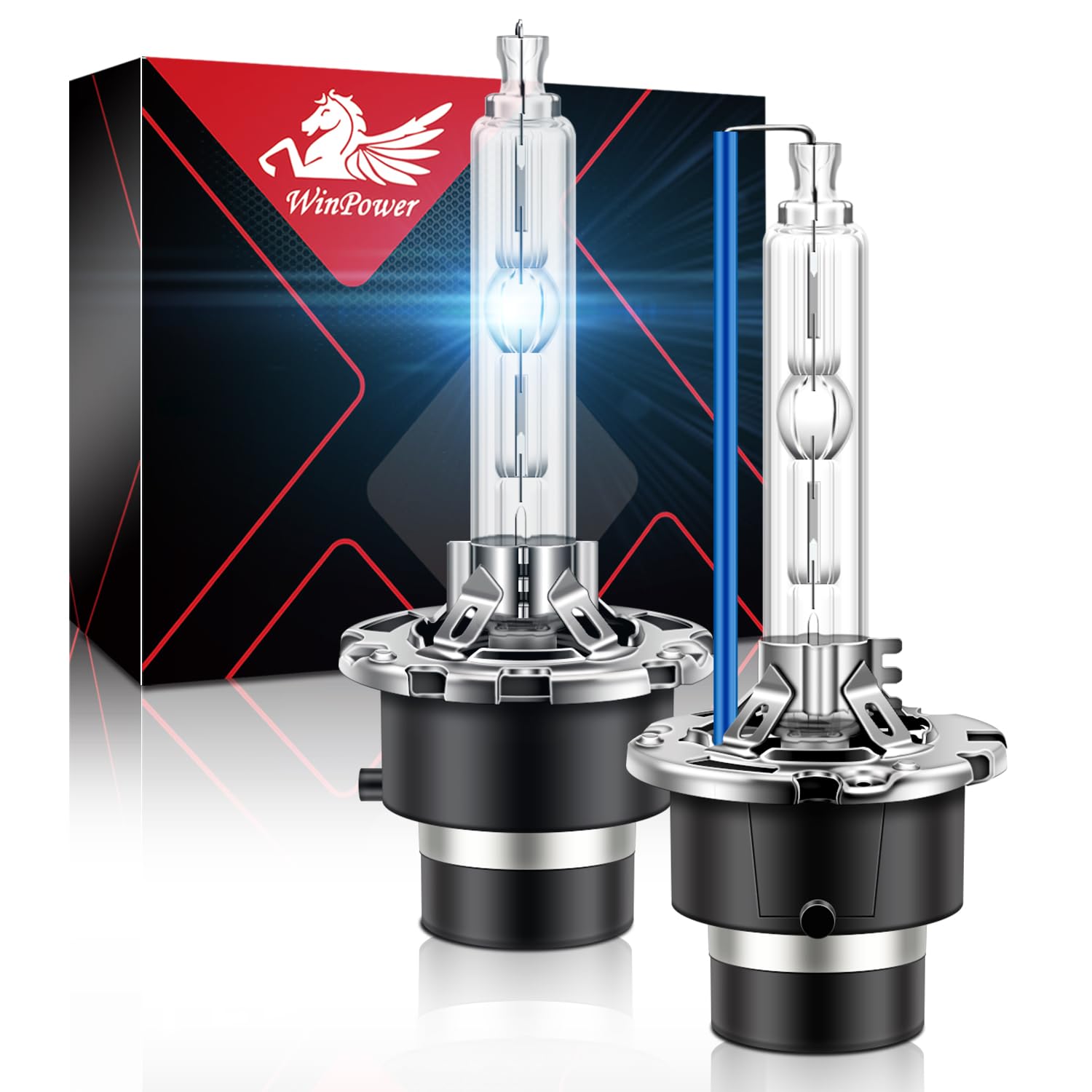 WinPowerD2S HID Xenon Headlight Bulb, 8000K Bright Blue 35W Metal Stents Base High Low Beam Replacement Blubs, Pack of 2