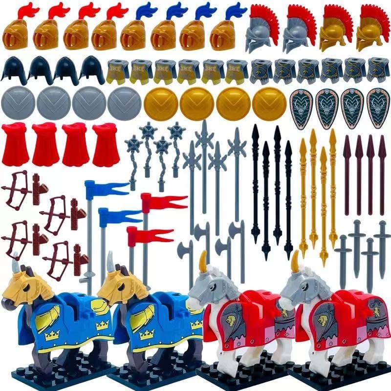 Taken All Custom Medieval Knight Weapons Pack Accessories kit Armor Helmet Shield Horses Bow Arrow for Kids Toys Tight Fit with Major Brands