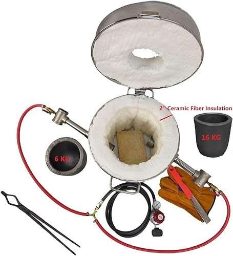 Miniatura 3 de Horno de fusión de metal grande de 35.3 lbs (35 libras), quemador dual con crisoles de grafito (35.3 lbs/35 libras y 13.2 lbs/13 libras), kit de
