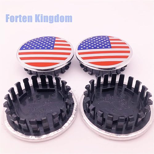 Miniatura 2 de 4 piezas nuevo estilo bandera estadounidense 2.638 in 2 58 pulgadas negro coche ABS placa personalizada SS rueda central tapas 19351757 (azul rojo)