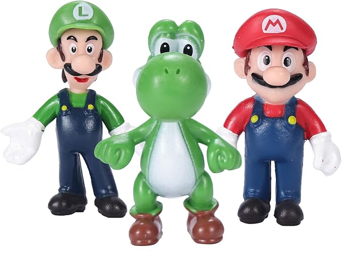 3-Pack Mario Figures - Mario & Luigi, Yoshi Action Figures (5 inch)