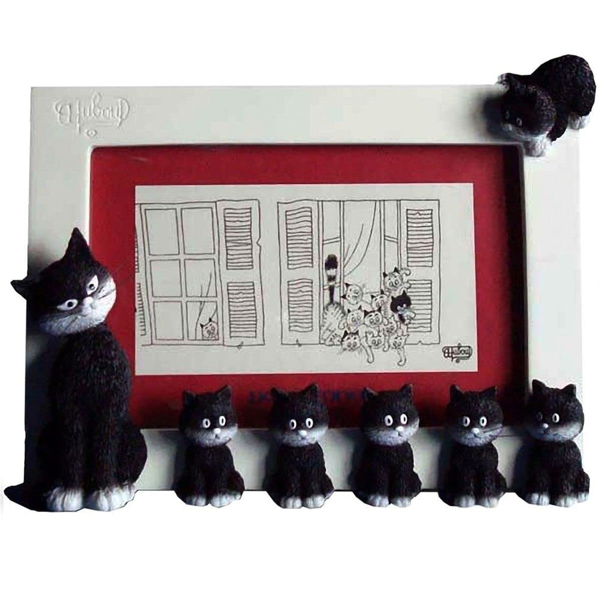 Cadre photo Chats par Dubout avec pied de table élégant en résine