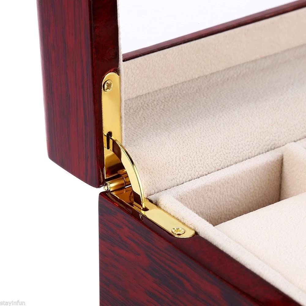 XBTGS Scatola di legno per orologi con 6 scomparti, organizer per gioielli, idea regalo