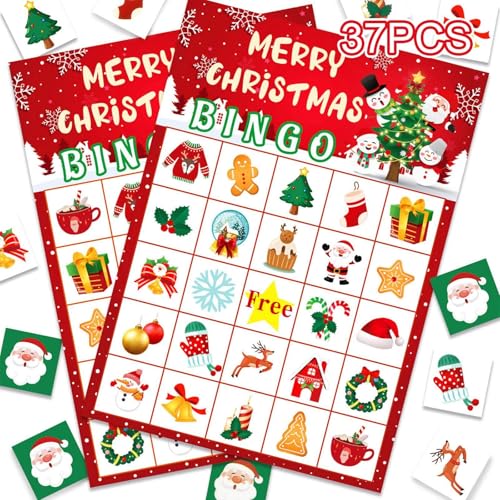 Milageto-Cartes-de-bingo-de-vacances-dhiver-24-cartes-de-jeu-de-bingo-de-Noel-Cartes-de-jeux-de-bingo-en-famille-pour-les-jeux-de-cartes-de-fete-Salle-de Milageto Cartes de bingo de vacances d'hiver 24 cartes de jeu de bingo de Noël Cartes de jeux de bingo en famille pour les jeux de cartes de fête Salle de – Image 7