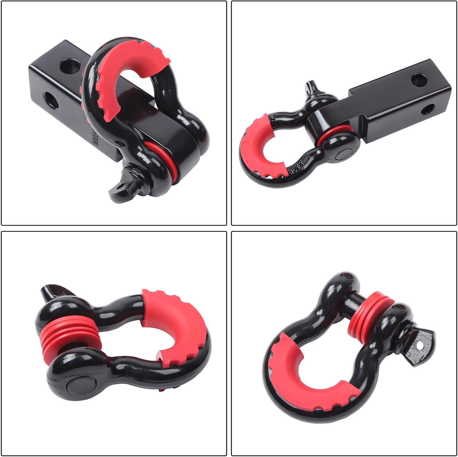 3" x 30' Recovery Tow Strap Kit with 2" Hitch Receiver and 3/4" Anti-Theft D-Ring Shackles Storage Bag Heavy Duty Tow Rope for Car Truck SUV ATV MBS 31500LBS